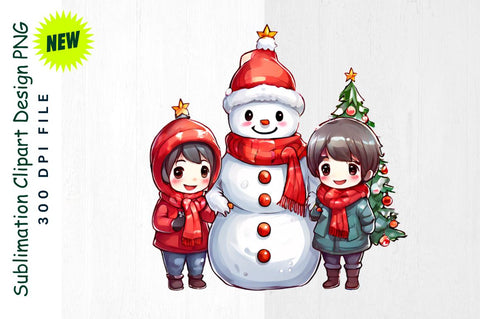 Snowman Family Decorating Christmas Tree Sublimation Clipart Sublimation Regulrcrative 
