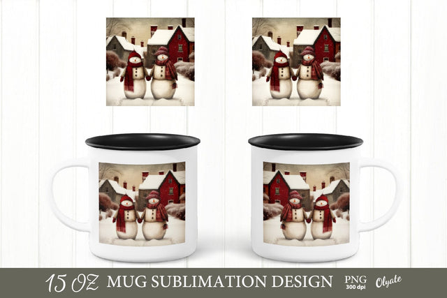 Snowman Family Mug Design PNG. Christmas Mug PNG Sublimation Olga Terlyanskaya 