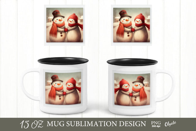 Snowman Family Mug Sublimation PNG. Christmas Mug PNG Sublimation Olga Terlyanskaya 