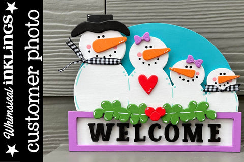 Snowman Family Scene Ornament SVG SVG Whimsical Inklings 