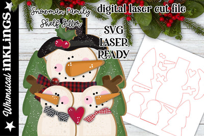 Snowman Family Shelf Sitter SVG SVG Whimsical Inklings 