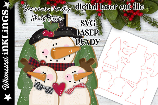 Snowman Family Shelf Sitter SVG SVG Whimsical Inklings 
