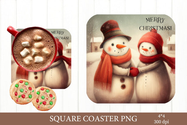 Snowman Family Sublimation Coaster PNG. Christmas PNG Sublimation Olga Terlyanskaya 