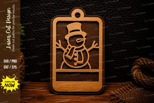 Snowman Gift Tag Laser Cut Svg Design SVG Regulrcrative 