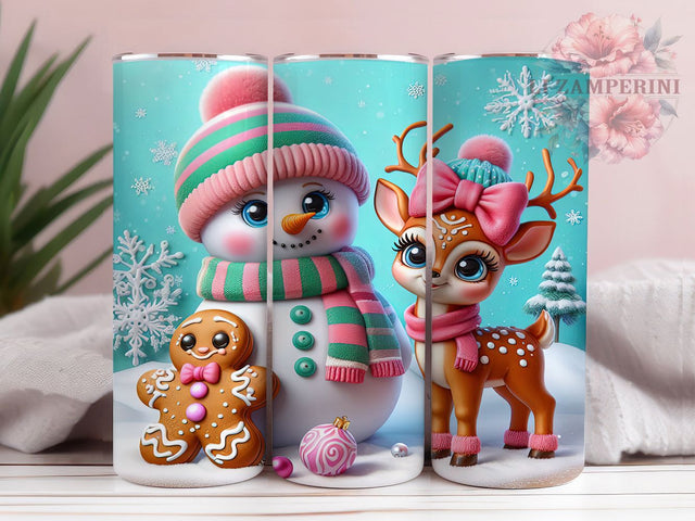 Snowman Gingerbread Christmas Tumbler, Christmas Holiday Wrap, Festive Sublimation Design, Cute Gingerbread Cup, 20Oz Skinny Tumbler Wrap, Holiday Snowman Mug, Sweet Christmas Design Sublimation Li Zamperini 