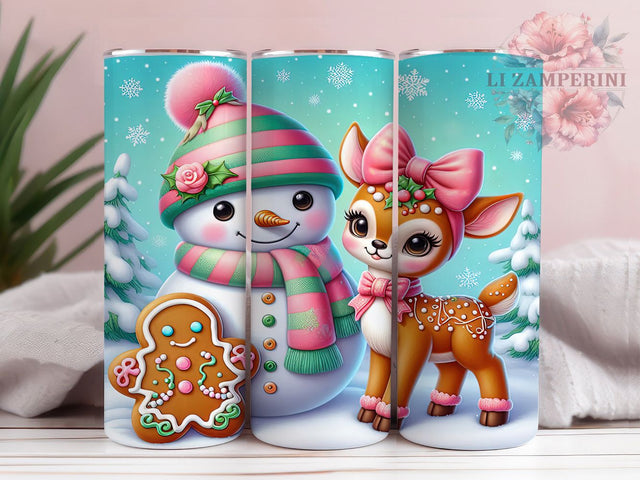 Snowman Gingerbread Christmas Tumbler, Christmas Holiday Wrap, Festive Sublimation Design, Cute Gingerbread Cup, 20Oz Skinny Tumbler Wrap, Holiday Snowman Mug, Sweet Christmas Design Sublimation Li Zamperini 