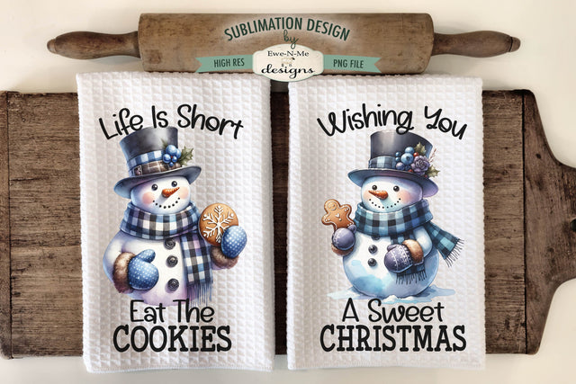 Snowman Gingerbread Cookie Kitchen Towel Sublimation Designs Sublimation Ewe-N-Me Designs 