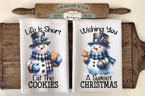 Snowman Gingerbread Cookie Kitchen Towel Sublimation Designs Sublimation Ewe-N-Me Designs 