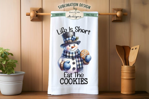 Snowman Gingerbread Cookie Kitchen Towel Sublimation Designs Sublimation Ewe-N-Me Designs 