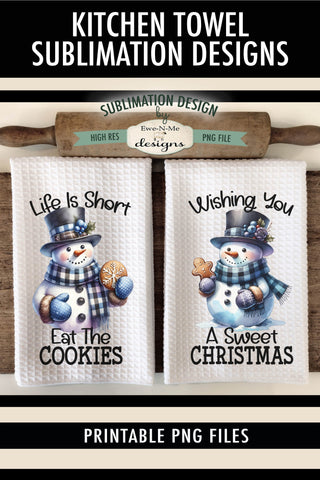 Snowman Gingerbread Cookie Kitchen Towel Sublimation Designs Sublimation Ewe-N-Me Designs 