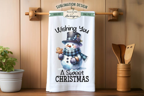 Snowman Gingerbread Cookie Kitchen Towel Sublimation Designs Sublimation Ewe-N-Me Designs 