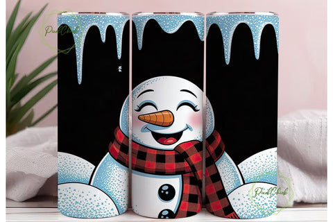 Snowman Glitter Christmas 20oz Tumbler Sublimation PixelChick 