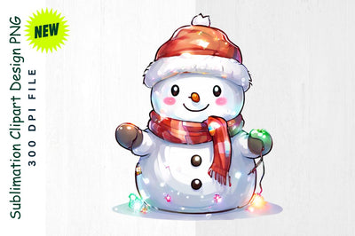 Snowman Glowing with Holiday Lights Sublimation Clipart Sublimation Regulrcrative 