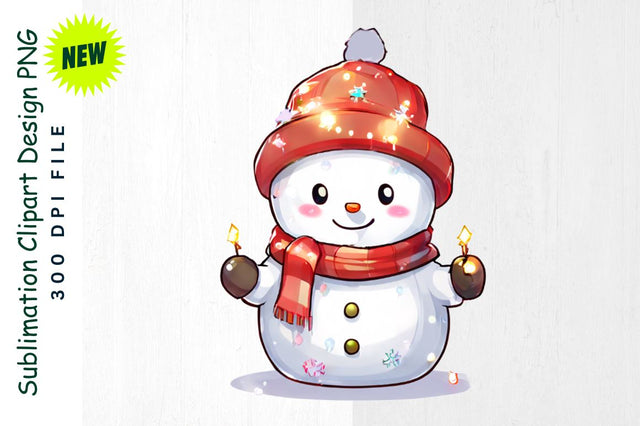 Snowman Glowing with Holiday Lights Sublimation Clipart Sublimation Regulrcrative 