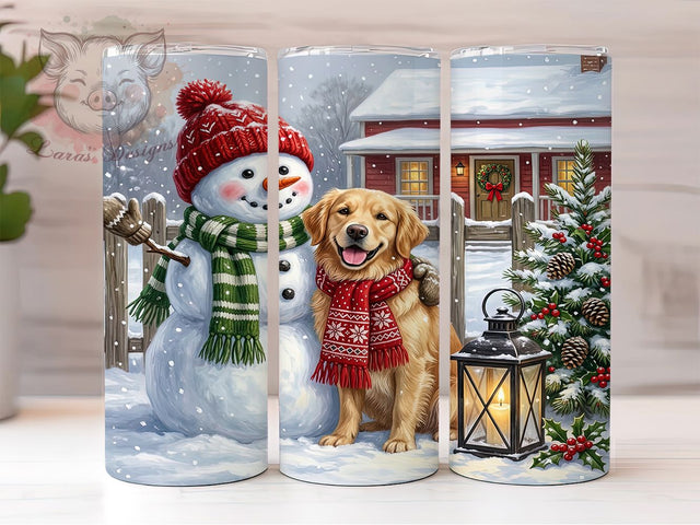 Snowman Golden Retriever 20oz Tumbler, Snowman Retriever, Golden Retriever, Golden Retriever PNG, Snowman Dog Tumbler, Golden Dog Tumbler, Retriever Tumbler, 20oz Tumbler Wrap Sublimation Lara' s Designs 
