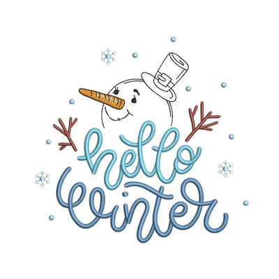 Snowman Hello Winter embroidery design, Christmas embroidery file, 4 sizes, Instant download Embroidery/Applique DESIGNS Nino Nadaraia 
