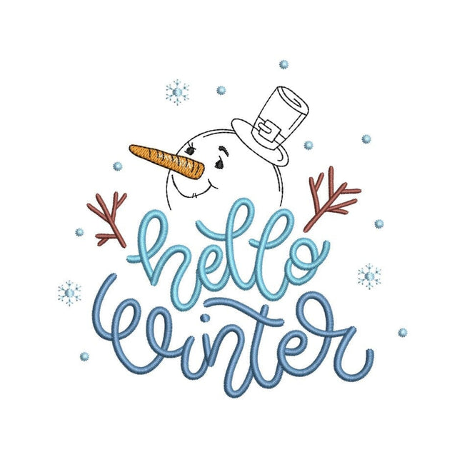 Snowman Hello Winter embroidery design, Christmas embroidery file, 4 sizes, Instant download Embroidery/Applique DESIGNS Nino Nadaraia 