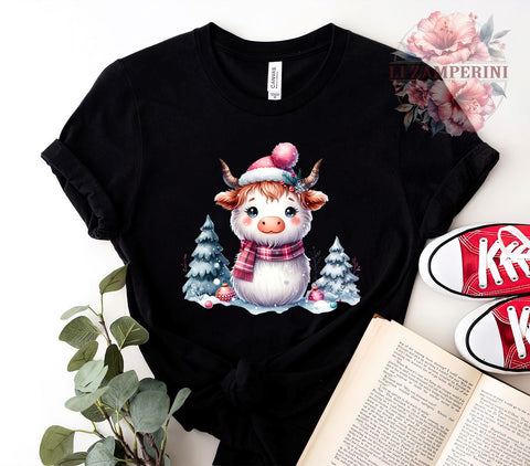 Snowman Highland Cow, Christmas PNG, Digital Download, Sublimation Design, Cute Holiday Art, Winter Decor, Cow Christmas Design, Festive Illustration Sublimation Li Zamperini 