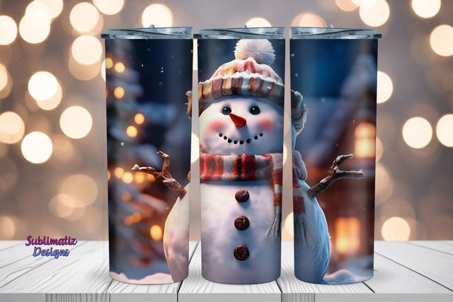 Snowman Holiday 20 oz Tumbler Wrap | 20 oz Skinny Tumbler Wrap Sublimation Christmas Design Sublimation Sublimatiz Designs 