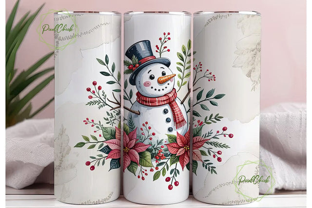 Snowman Holiday Cheer 20oz Tumbler Wrap Sublimation PixelChick 