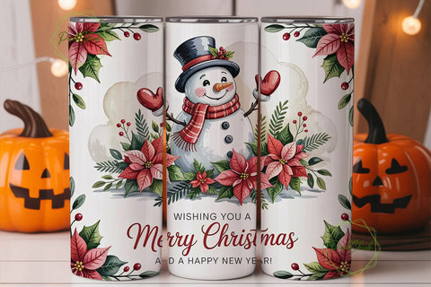 Snowman Holiday Cheer 20oz Tumbler Wrap Sublimation PixelChick 