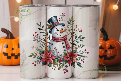 Snowman Holiday Cheer 20oz Tumbler Wrap Sublimation PixelChick 