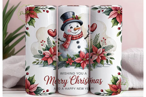 Snowman Holiday Cheer 20oz Tumbler Wrap Sublimation PixelChick 
