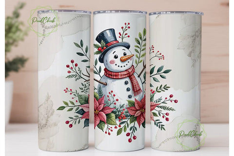 Snowman Holiday Cheer 20oz Tumbler Wrap Sublimation PixelChick 