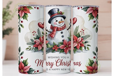 Snowman Holiday Cheer 20oz Tumbler Wrap Sublimation PixelChick 
