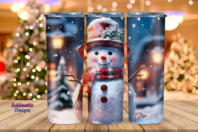 Snowman Holiday Skinny Tumbler Wrap | 20 oz Skinny Tumbler Wrap Sublimation Christmas Design Sublimation Sublimatiz Designs 