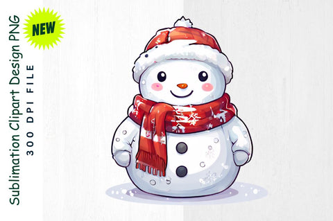 Snowman in Festive Sweater in Snowy Field Sublimation Clipart Sublimation Regulrcrative 