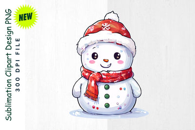 Snowman in Festive Sweater in Snowy Field Sublimation Clipart Sublimation Regulrcrative 