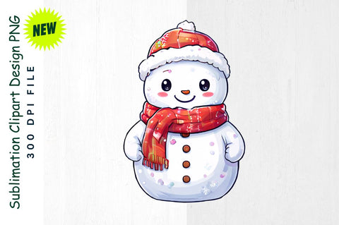 Snowman in Festive Sweater in Snowy Field Sublimation Clipart Sublimation Regulrcrative 