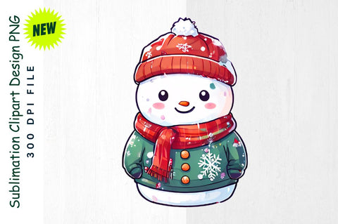 Snowman in Festive Sweater in Snowy Field Sublimation Clipart Sublimation Regulrcrative 