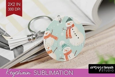 Snowman Keychain PNG - Cute Christmas Keychain Sublimation Sublimation OrangeBrushStudio 