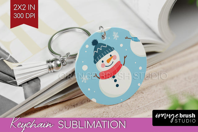 Snowman Keychain PNG - Cute Christmas Keychain Sublimation Sublimation OrangeBrushStudio 