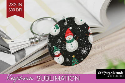 Snowman Keychain PNG - Cute Christmas Keychain Sublimation Sublimation OrangeBrushStudio 