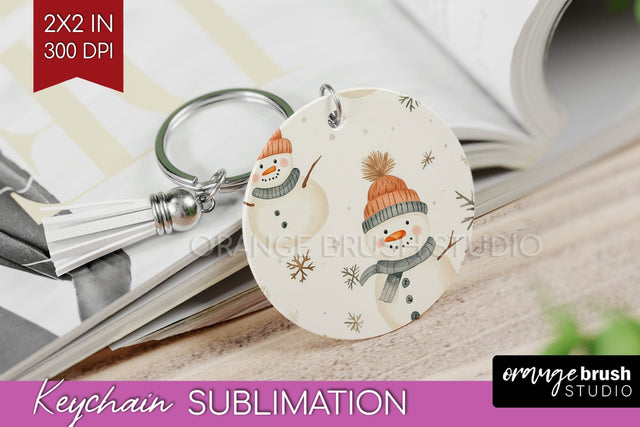 Snowman Keychain PNG - Cute Christmas Keychain Sublimation Sublimation OrangeBrushStudio 