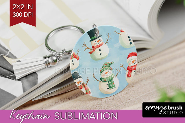 Snowman Keychain PNG - Cute Christmas Keychain Sublimation Sublimation OrangeBrushStudio 