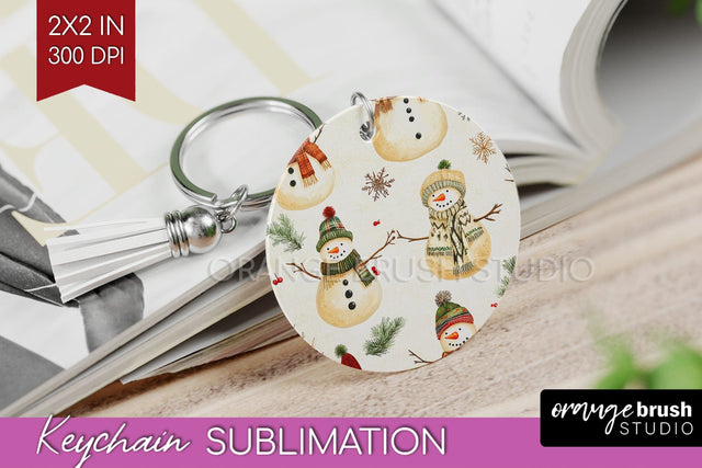Snowman Keychain PNG - Cute Christmas Keychain Sublimation Sublimation OrangeBrushStudio 
