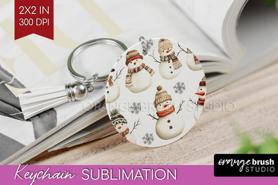 Snowman Keychain PNG - Cute Christmas Keychain Sublimation Sublimation OrangeBrushStudio 