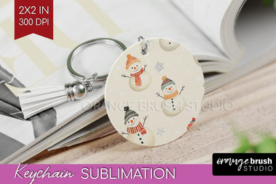 Snowman Keychain PNG - Cute Christmas Keychain Sublimation Sublimation OrangeBrushStudio 