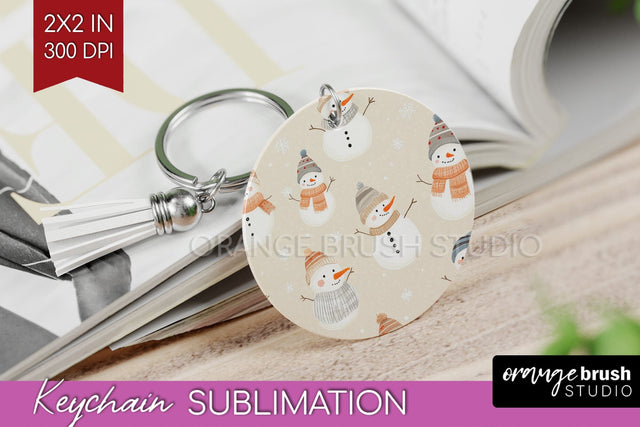 Snowman Keychain PNG - Cute Christmas Keychain Sublimation Sublimation OrangeBrushStudio 