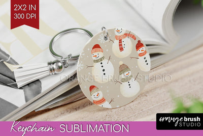 Snowman Keychain PNG - Cute Christmas Keychain Sublimation Sublimation OrangeBrushStudio 