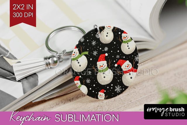 Snowman Keychain PNG - Cute Christmas Keychain Sublimation Sublimation OrangeBrushStudio 