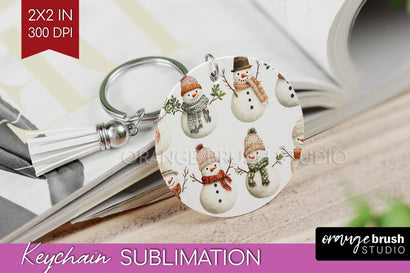 Snowman Keychain PNG - Cute Christmas Keychain Sublimation Sublimation OrangeBrushStudio 