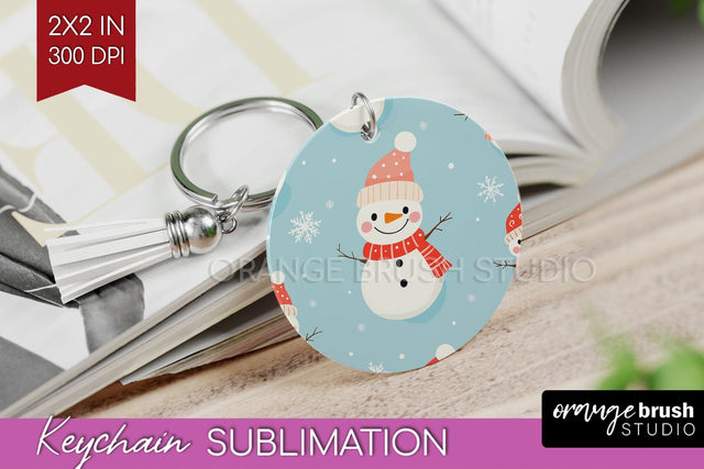 Snowman Keychain PNG - Cute Christmas Keychain Sublimation Sublimation OrangeBrushStudio 
