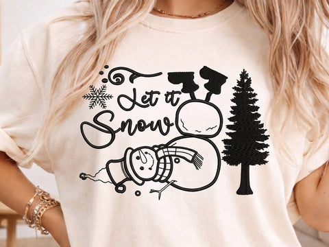 Snowman Machine Embroidery Design, Let It Snow Ornament Embroidery Pattern 4 sizes Embroidery/Applique DESIGNS DesignDestine 