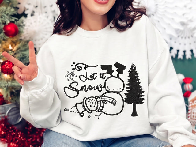 Snowman Machine Embroidery Design, Let It Snow Ornament Embroidery Pattern 4 sizes Embroidery/Applique DESIGNS DesignDestine 