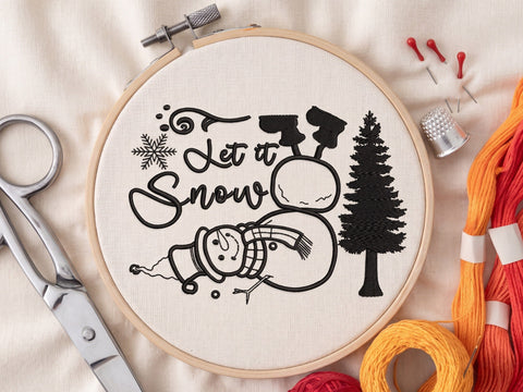 Snowman Machine Embroidery Design, Let It Snow Ornament Embroidery Pattern 4 sizes Embroidery/Applique DESIGNS DesignDestine 